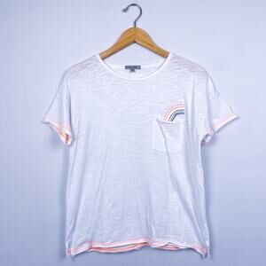 Lisa Todd Full Rainbow Embroidered Pocket T-Shirt White Medium